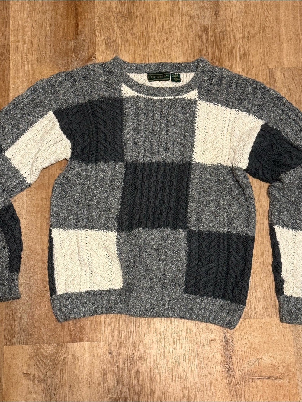 Vintage Croft & Barrow Patchwork Cable Knit Sweater M